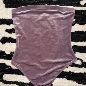 F21 Purple Velvet Glitter Strapless Bodysuit